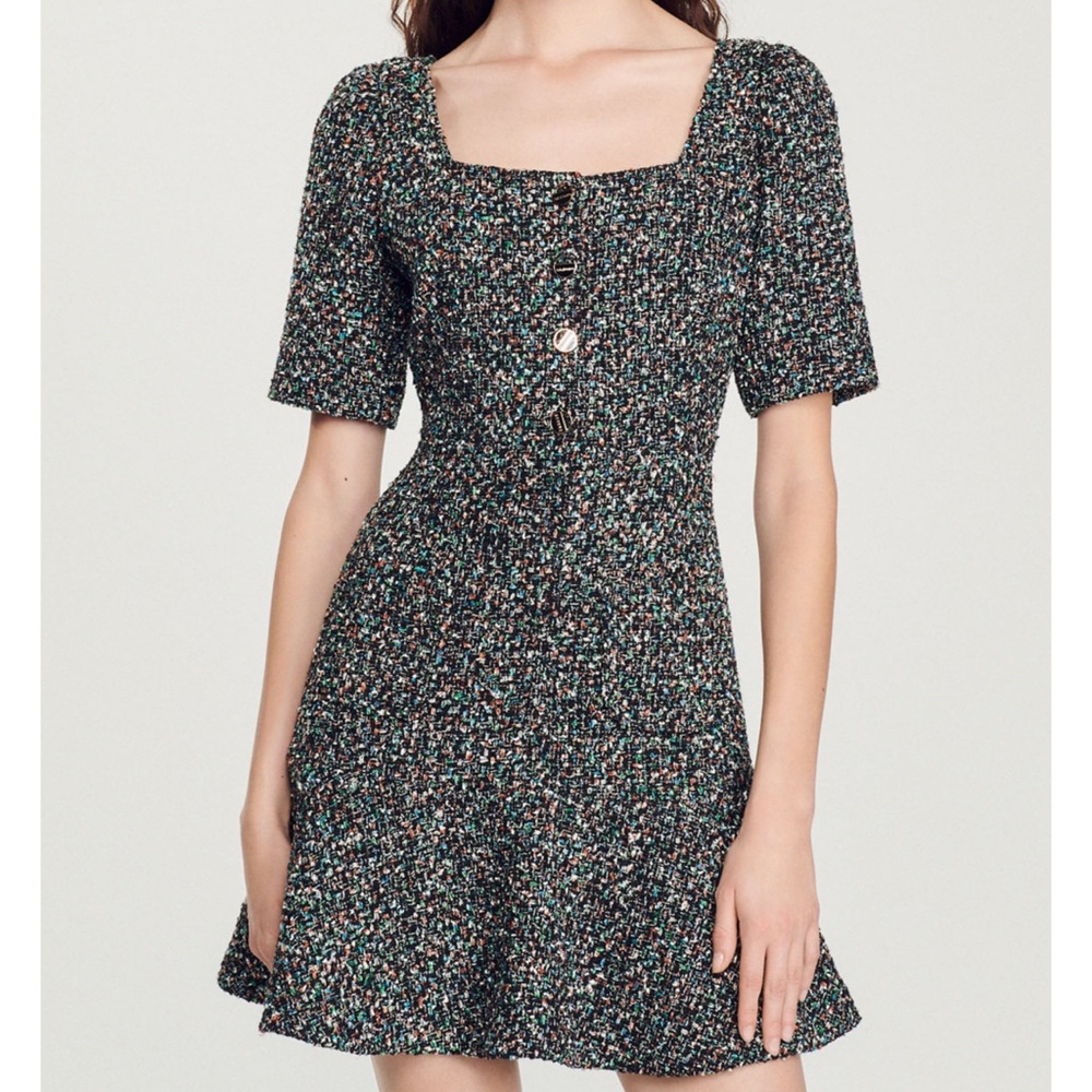 Sandro Black and White Fit and Flare Mini Dress from Paris